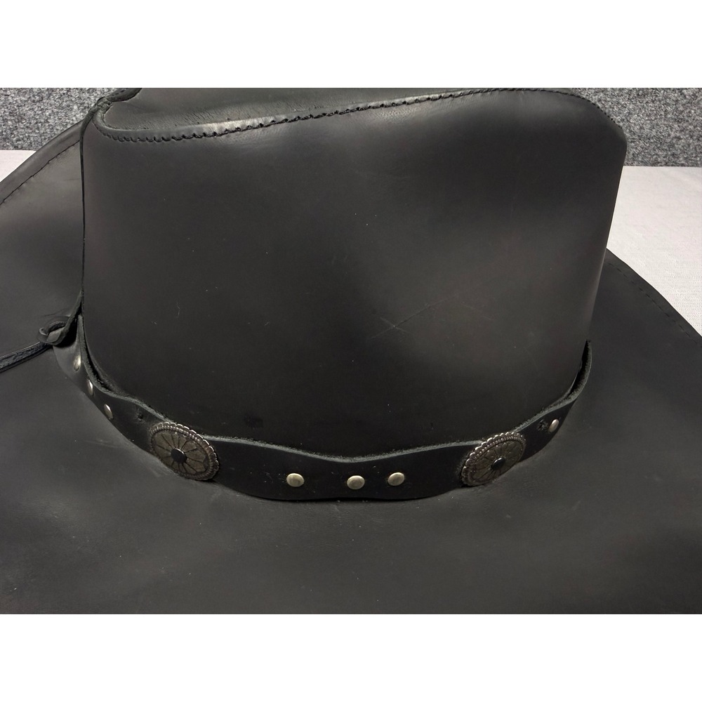 Stetson Rodeo Dr Collection Black Leather Cowboy Hat Studded Concho Large - Picture 13 of 13